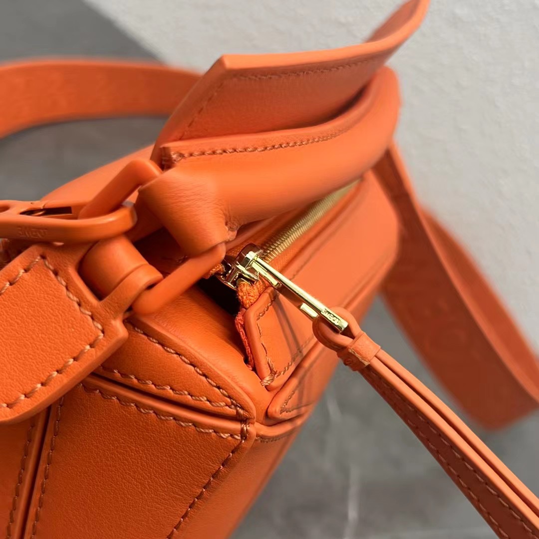 Loewe Mini Puzzle Bag in Classic Calfskin Orange